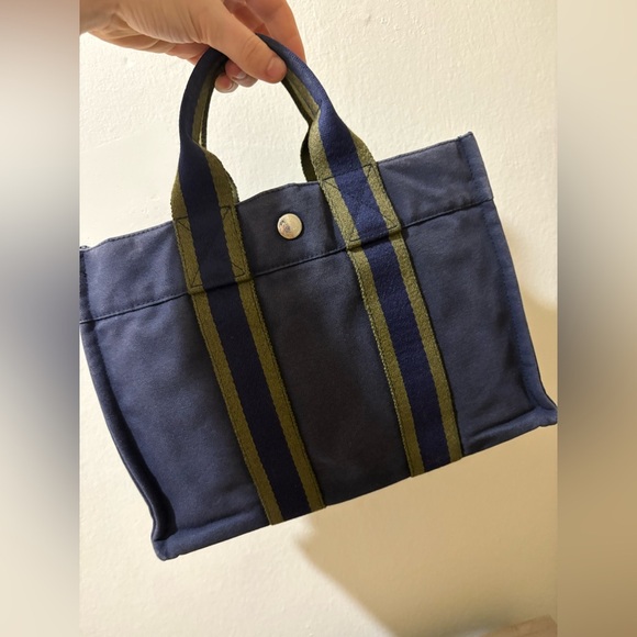 Hermes Navy Canvas Tote - Picture 2 of 11